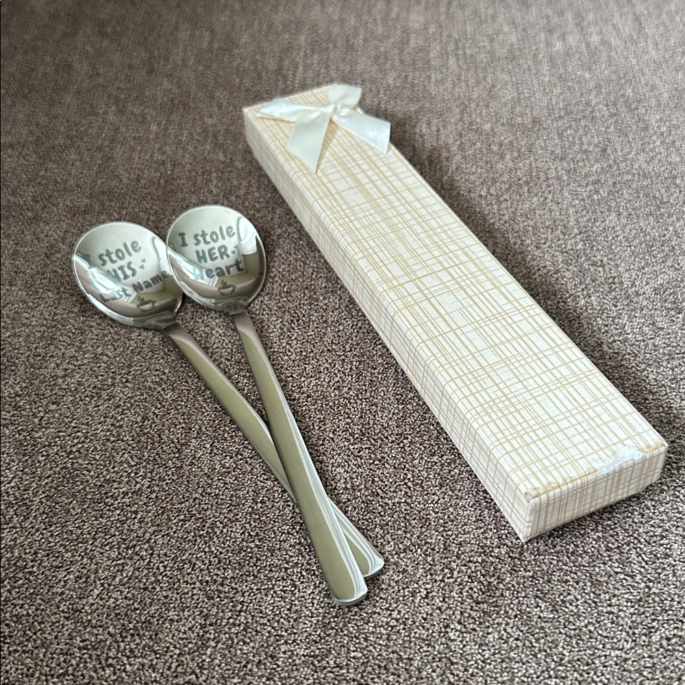 “I Stole His Heart” “I Stole Her Last Name” Engraved Spoons